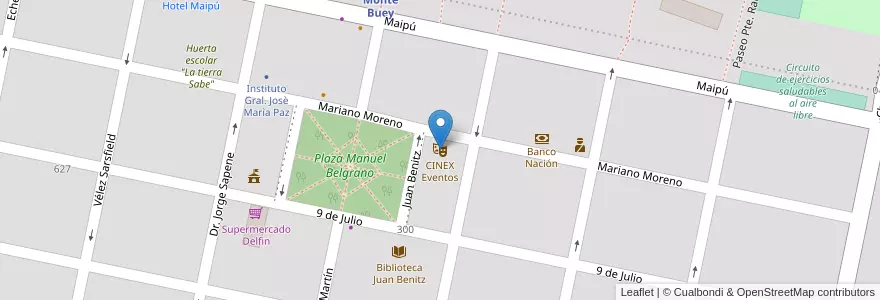 Mapa de ubicacion de CINEX Eventos en Аргентина, Кордова, Departamento Marcos Juárez, Pedanía Saladillo, Monte Buey.