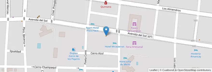 Mapa de ubicacion de Cirano en Argentina, San Luis, Junín, Municipio De Merlo, Villa De Merlo.