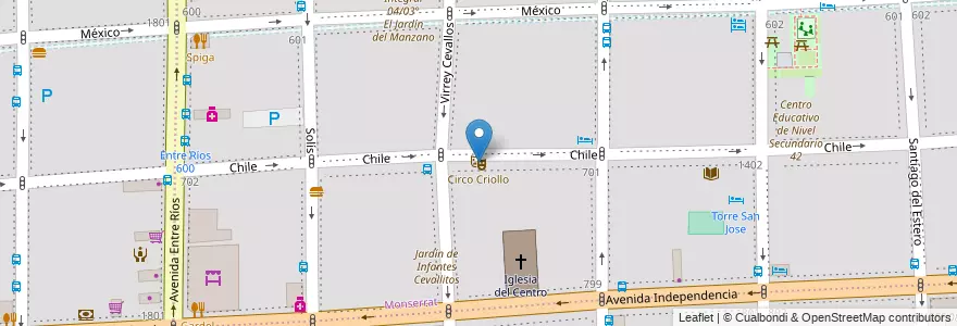 Mapa de ubicacion de Circo Criollo, Montserrat en 阿根廷, Ciudad Autónoma De Buenos Aires, Comuna 1, 布宜诺斯艾利斯.