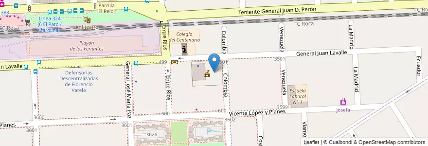 Mapa de ubicacion de Circuito de examen para licencia de conducir en Arjantin, Buenos Aires, Partido De Florencio Varela, Florencio Varela.