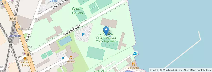 Mapa de ubicacion de Círculo de Oficiales de la Prefectura Naval Argentina en Argentinië, Buenos Aires, Partido De Vicente López, Vicente López.