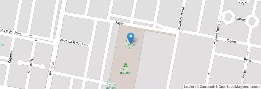 Mapa de ubicacion de Circulo Italiano FC en 아르헨티나, 리오네그로주, Departamento General Roca, Villa Regina.