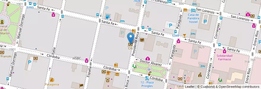Mapa de ubicacion de Citi en Аргентина, Санта-Фе, Departamento Rosario, Municipio De Rosario, Росарио.