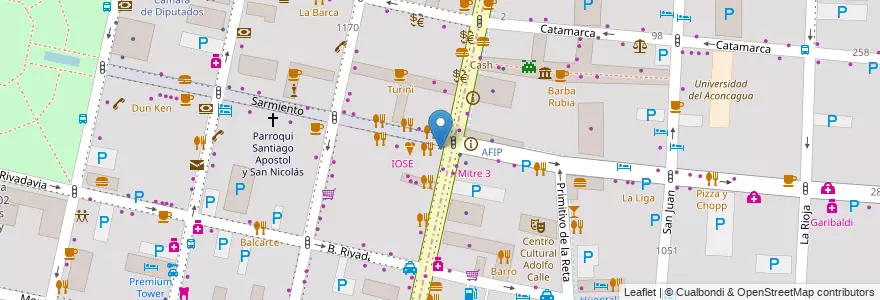 Mapa de ubicacion de Citibank en Argentina, Cile, Mendoza, Departamento Capital, Ciudad De Mendoza.