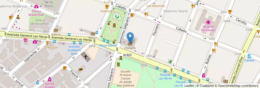 Mapa de ubicacion de Citibank, Palermo en Argentinien, Ciudad Autónoma De Buenos Aires, Buenos Aires, Comuna 14.