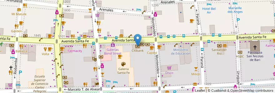 Mapa de ubicacion de Citibank, Recoleta en 阿根廷, Ciudad Autónoma De Buenos Aires, Comuna 2, 布宜诺斯艾利斯.