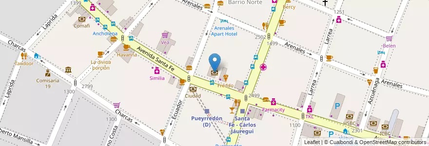 Mapa de ubicacion de Citibank, Recoleta en آرژانتین, Ciudad Autónoma De Buenos Aires, Comuna 2, Buenos Aires.