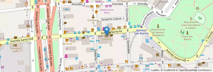 Mapa de ubicacion de Citibank, Retiro en 아르헨티나, Ciudad Autónoma De Buenos Aires, Comuna 1, 부에노스아이레스.