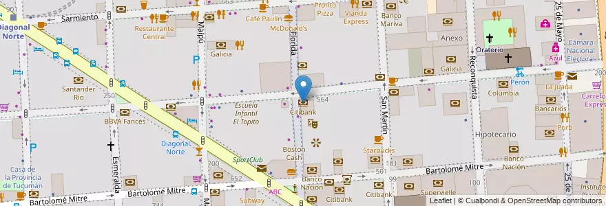 Mapa de ubicacion de Citibank, San Nicolas en Argentinië, Ciudad Autónoma De Buenos Aires, Comuna 1, Buenos Aires.