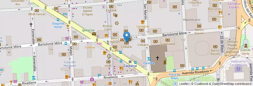 Mapa de ubicacion de Citibank, San Nicolas en アルゼンチン, Ciudad Autónoma De Buenos Aires, Comuna 1, ブエノスアイレス.
