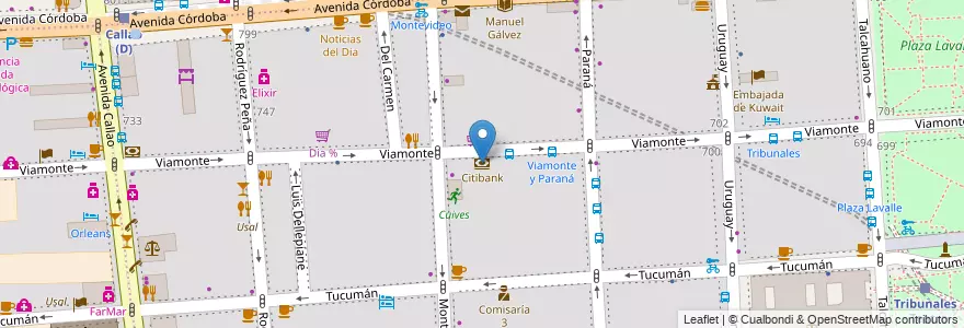 Mapa de ubicacion de Citibank, San Nicolas en Arjantin, Ciudad Autónoma De Buenos Aires, Comuna 1, Buenos Aires.