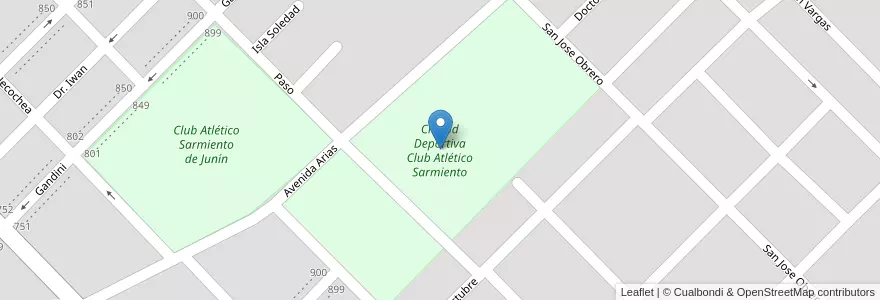 Mapa de ubicacion de Ciudad Deportiva Club Atlético Sarmiento en Аргентина, Буэнос-Айрес, Partido De Junín, Junín.