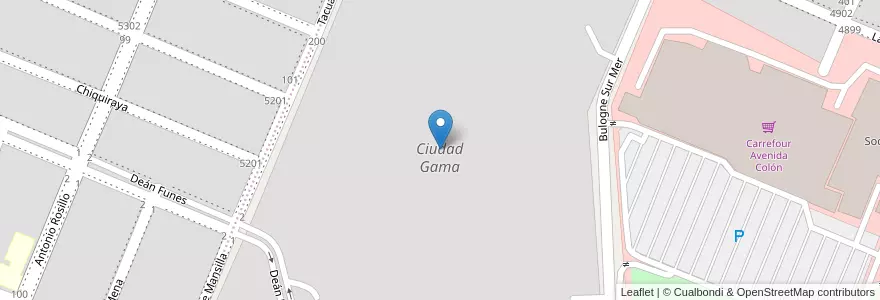 Mapa de ubicacion de Ciudad Gama en 阿根廷, Córdoba, Departamento Capital, Pedanía Capital, Córdoba, Municipio De Córdoba.