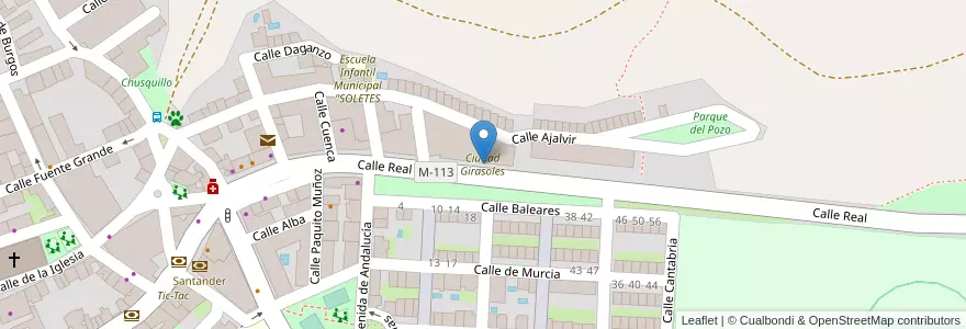 Mapa de ubicacion de Ciudad Girasoles en إسبانيا, منطقة مدريد, منطقة مدريد, Cuenca Del Medio Jarama, Paracuellos De Jarama.