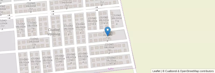 Mapa de ubicacion de CIUDAD VALDIVIA - 774 . B en Arjantin, Salta, Capital, Municipio De Salta.