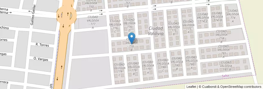 Mapa de ubicacion de CIUDAD VALDIVIA - 776 . B en Argentinië, Salta, Capital, Municipio De Salta.