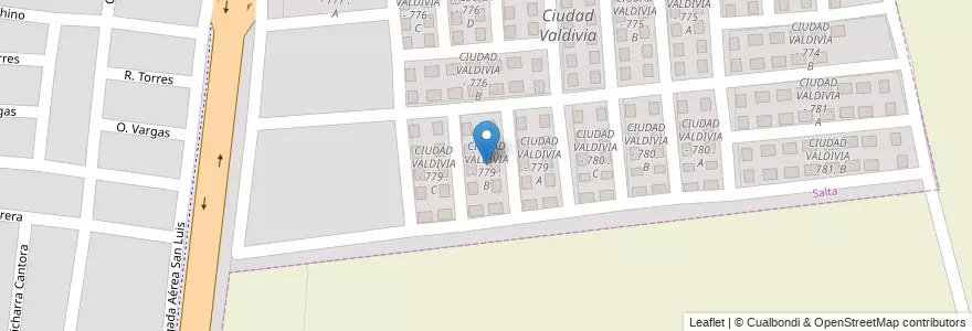 Mapa de ubicacion de CIUDAD VALDIVIA - 779 . B en الأرجنتين, Salta, Capital, Municipio De Salta.