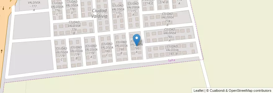 Mapa de ubicacion de CIUDAD VALDIVIA - 780 . A en Argentine, Salta, Capital, Municipio De Salta.