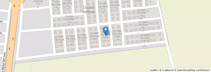 Mapa de ubicacion de CIUDAD VALDIVIA - 780 . B en Arjantin, Salta, Capital, Municipio De Salta.