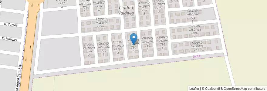Mapa de ubicacion de CIUDAD VALDIVIA - 780 . C en Argentina, Salta, Capital, Municipio De Salta.