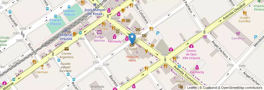 Mapa de ubicacion de Ciudad, Villa Urquiza en Аргентина, Буэнос-Айрес, Comuna 12, Буэнос-Айрес.