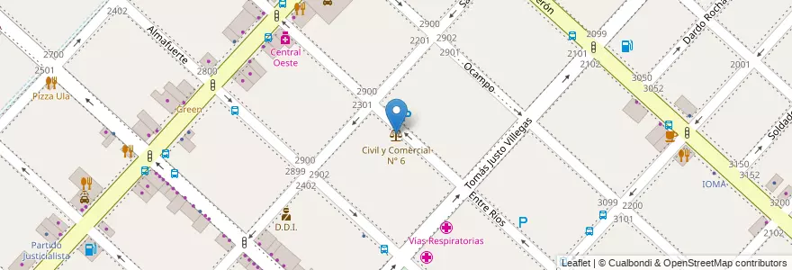 Mapa de ubicacion de Civil y Comercial N° 6 en Arjantin, Buenos Aires, Partido De La Matanza, San Justo.