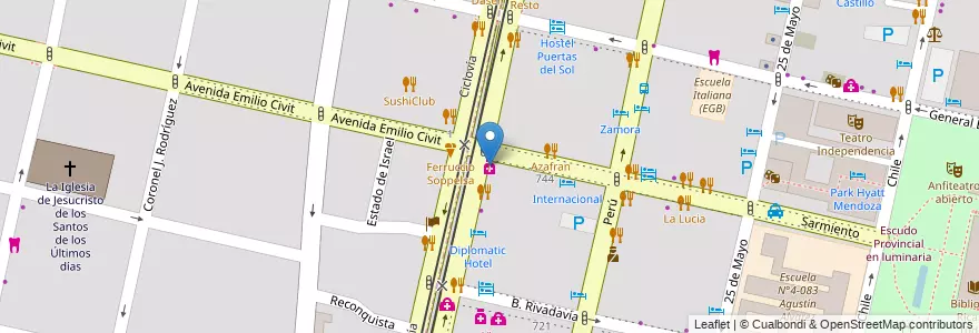 Mapa de ubicacion de Civit en الأرجنتين, تشيلي, Mendoza, Departamento Capital, Sección 2ª Barrio Cívico, Ciudad De Mendoza.