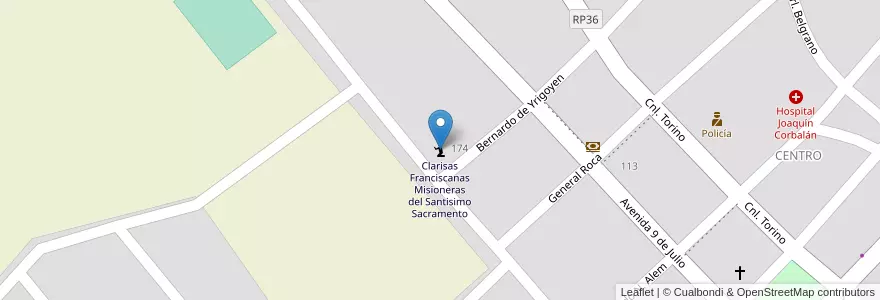 Mapa de ubicacion de Clarisas Franciscanas Misioneras del Santisimo Sacramento en Arjantin, Salta, Rosario De Lerma, Municipio De Rosario De Lerma, Rosario De Lerma.