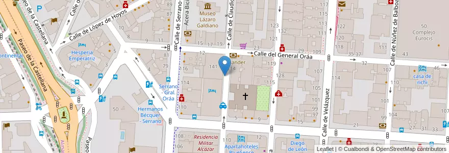 Mapa de ubicacion de CLAUDIO COELLO, CALLE, DE,141 en スペイン, マドリード州, Comunidad De Madrid, Área Metropolitana De Madrid Y Corredor Del Henares, Madrid.