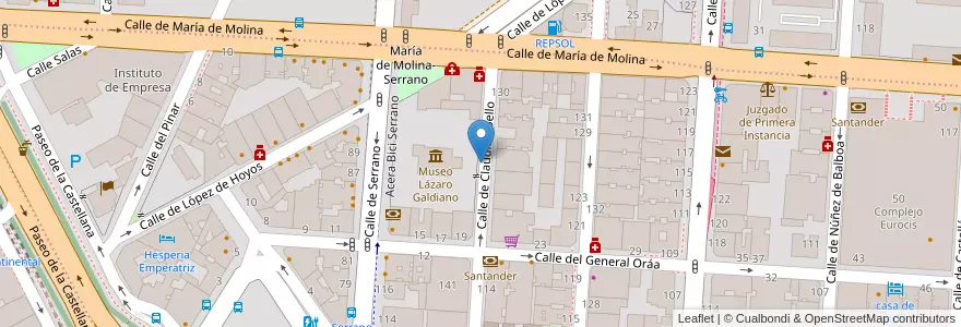 Mapa de ubicacion de CLAUDIO COELLO, CALLE, DE,143 B en Spagna, Comunidad De Madrid, Comunidad De Madrid, Área Metropolitana De Madrid Y Corredor Del Henares, Madrid.