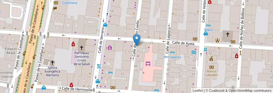Mapa de ubicacion de CLAUDIO COELLO, CALLE, DE,52 en إسبانيا, منطقة مدريد, منطقة مدريد, Área Metropolitana De Madrid Y Corredor Del Henares, مدريد.