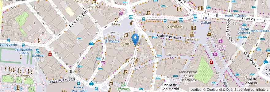 Mapa de ubicacion de Click Music Bar en 西班牙, Comunidad De Madrid, Comunidad De Madrid, Área Metropolitana De Madrid Y Corredor Del Henares, Madrid.