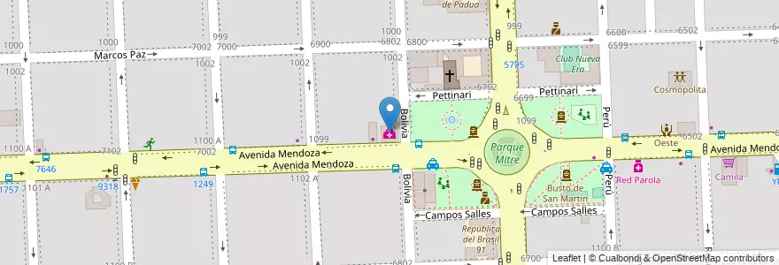 Mapa de ubicacion de Clinat Salud en Аргентина, Санта-Фе, Departamento Rosario, Municipio De Rosario, Росарио.