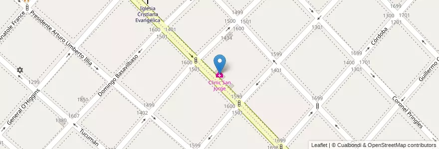 Mapa de ubicacion de Clinic San Jorge en Arjantin, Buenos Aires, Partido De Lanús, Lanús Este.