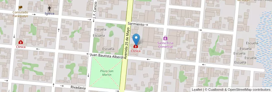 Mapa de ubicacion de Clínica en アルゼンチン, フォルモサ州, Departamento Pilcomayo, Municipio De Clorinda, Clorinda.