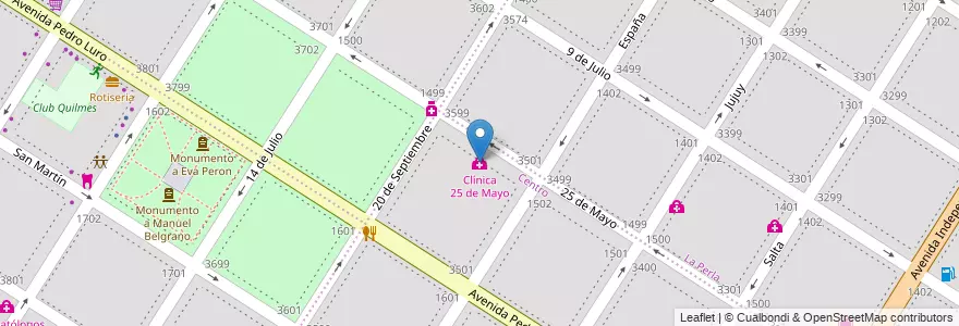 Mapa de ubicacion de Clínica 25 de Mayo en الأرجنتين, بوينس آيرس, Partido De General Pueyrredón, مار ديل بلاتا.