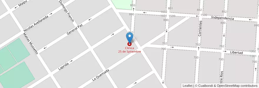 Mapa de ubicacion de Clinica 25 de Sptiembre en الأرجنتين, سانتا في, Departamento General López, Municipio De Firmat, Firmat.