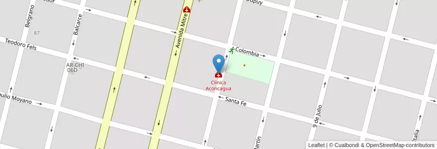 Mapa de ubicacion de Clìnica Aconcagua en Аргентина, Сан-Луис, General Pedernera, Villa Mercedes, Municipio De Villa Mercedes.
