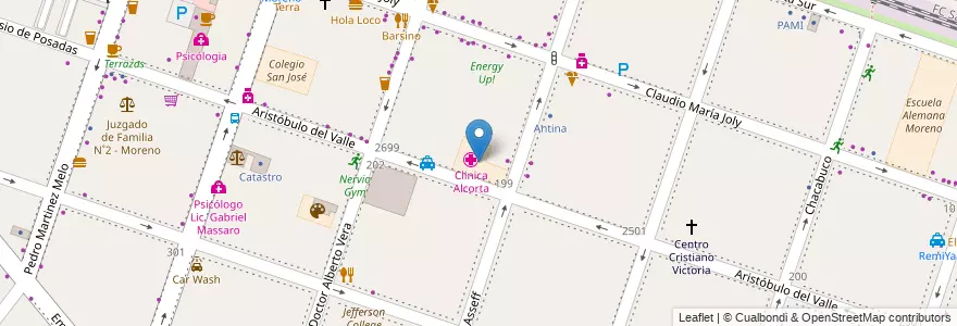 Mapa de ubicacion de Clinica Alcorta en Arjantin, Buenos Aires, Partido De Moreno, Moreno.