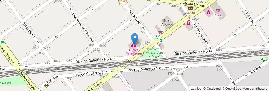 Mapa de ubicacion de Clinica Altergarten, Villa del Parque en Argentina, Ciudad Autónoma De Buenos Aires, Buenos Aires, Comuna 11.