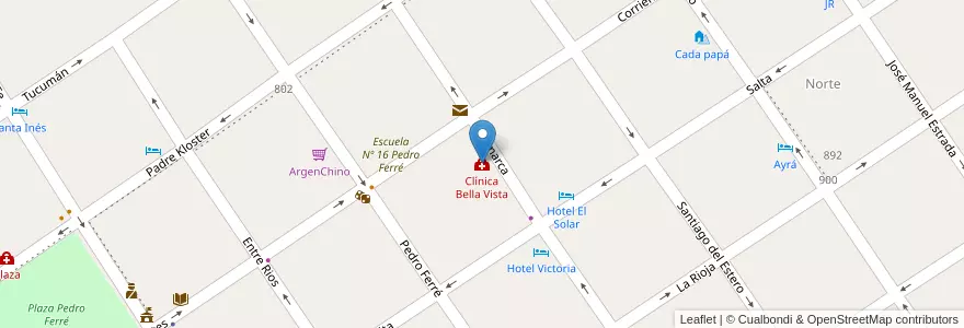 Mapa de ubicacion de Clínica Bella Vista en アルゼンチン, コリエンテス州, Departamento Bella Vista, Municipio De Bella Vista.