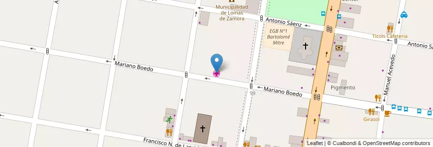 Mapa de ubicacion de Clinica Boedo De Lomas De Zamora en Argentina, Buenos Aires, Partido De Lomas De Zamora, Lomas De Zamora.