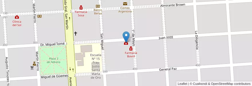 Mapa de ubicacion de Clínica Bovril en アルゼンチン, エントレ・リオス州, Departamento La Paz, Distrito Alcaraz Primero, Bovril, Bovril.