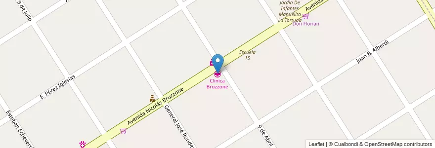 Mapa de ubicacion de Clinica Bruzzone en アルゼンチン, ブエノスアイレス州, Partido De Esteban Echeverría, Monte Grande.