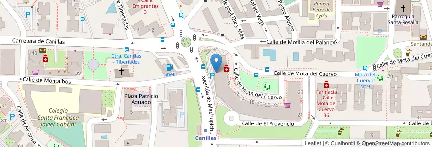 Mapa de ubicacion de Clinica Canillas en Spagna, Comunidad De Madrid, Comunidad De Madrid, Área Metropolitana De Madrid Y Corredor Del Henares, Madrid.