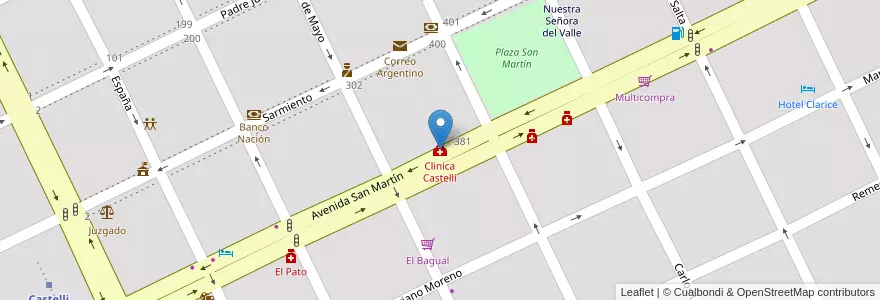 Mapa de ubicacion de Clinica Castelli en آرژانتین, Chaco, Departamento General Güemes, Municipio De Juan José Castelli, Juan José Castelli, Juan Jose Castelli.