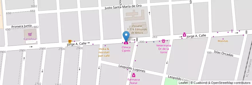 Mapa de ubicacion de Clinica Ciprés en 아르헨티나, 칠레, Mendoza, Departamento Capital, Ciudad De Mendoza.