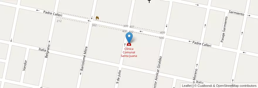 Mapa de ubicacion de Clínica Comunal Santa Juana en 아르헨티나, Santa Fe, Departamento Castellanos, Municipio De María Juana.