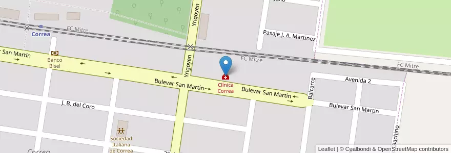 Mapa de ubicacion de Clínica Correa en Arjantin, Santa Fe, Departamento Iriondo, Municipio De Correa, Correa.