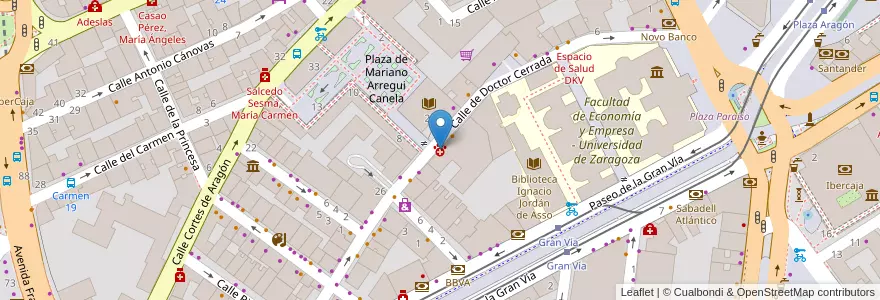 Mapa de ubicacion de Clínica Cortés Veterinaria en إسبانيا, أرغون, سرقسطة, Zaragoza, سرقسطة.